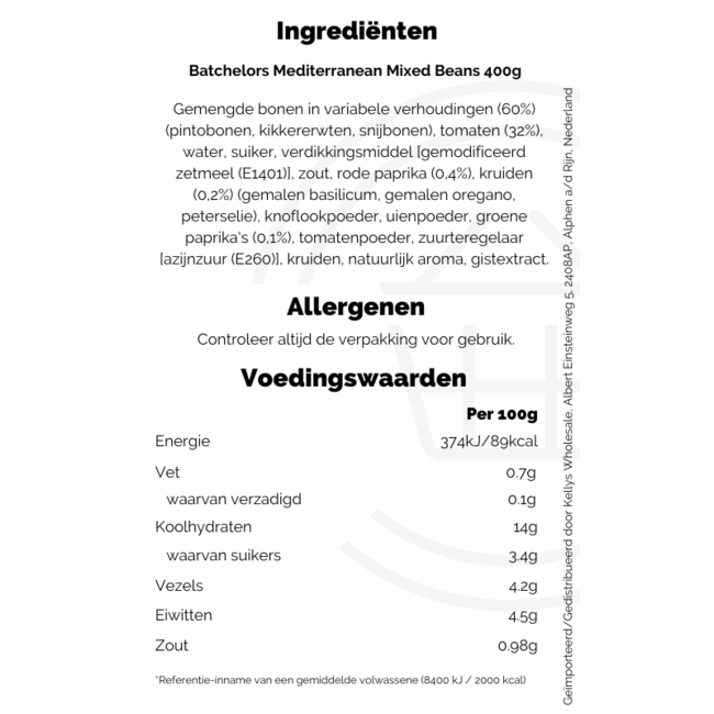 Batchelors Mediterranean Mixed Beans 400g
