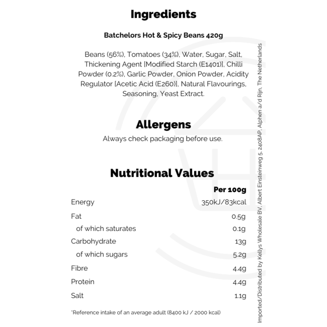 Batchelors Hot & Spicy Beans 420g