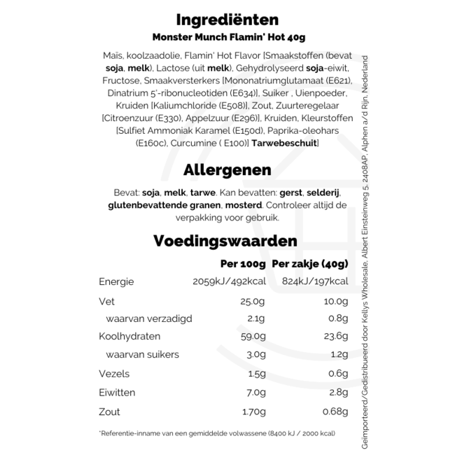 Monster Munch Flamin' Hot 40g BBD: 25-04-2026