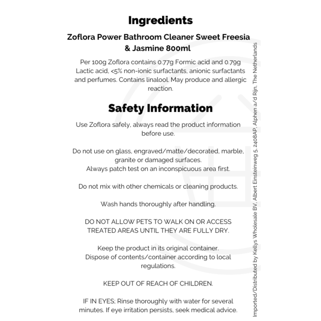 Zoflora Power Bathroom Cleaner Freesia & Jasmine 800ml