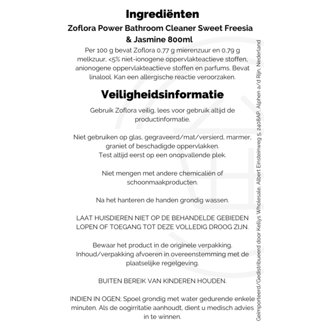Zoflora Power Bathroom Cleaner Freesia & Jasmine 800ml
