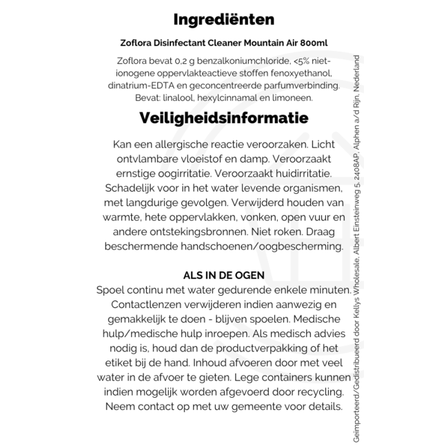 Zoflora Disinfectant Cleaner Mountain Air 800ml