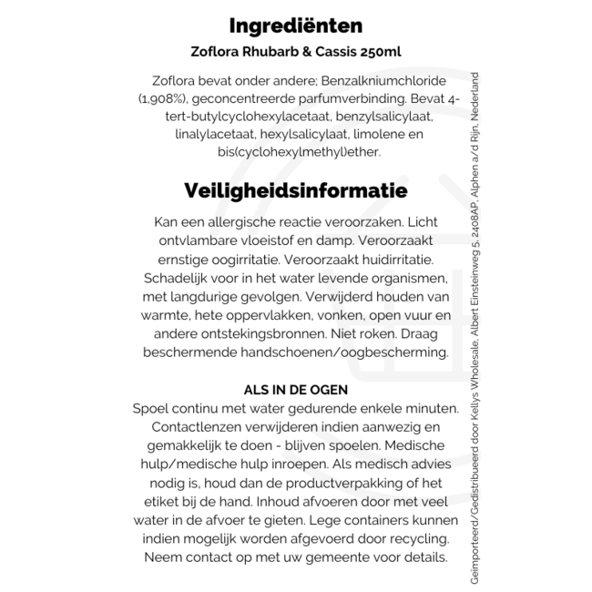 Zoflora Rhubarb & Cassis 250ml