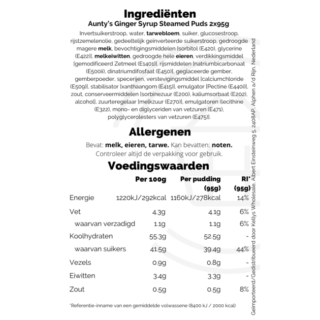 Auntys Steamed Ginger Syrup Puddings 2x100g