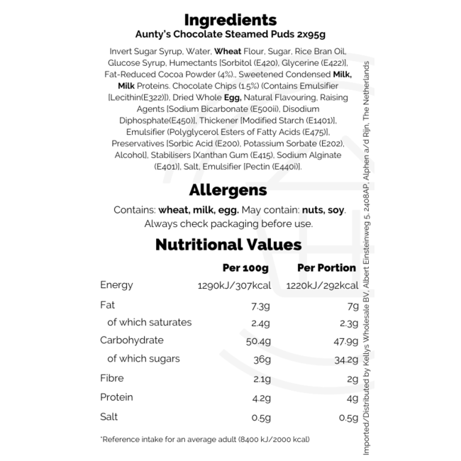 Auntys Steamed Chocolate Puddings 2x100g – Dessert