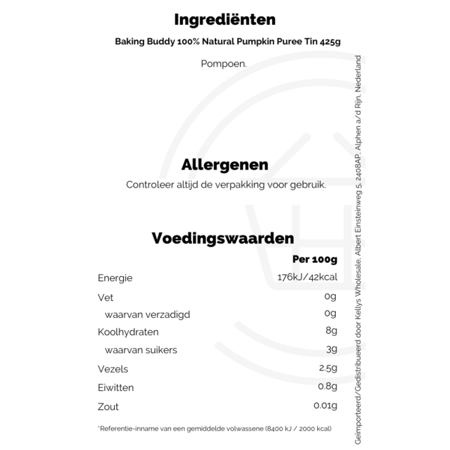 Baking Buddy 100% Natural Pumpkin Puree Tin 425g