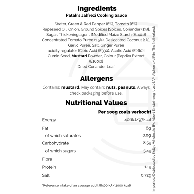 Patak's Jalfrezi Cooking Sauce 450