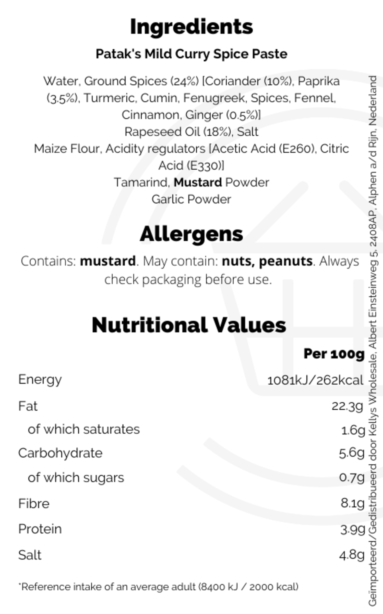 Patak's Mild Curry Spice Paste 283g | Indian Selection - Kellys Expat ...