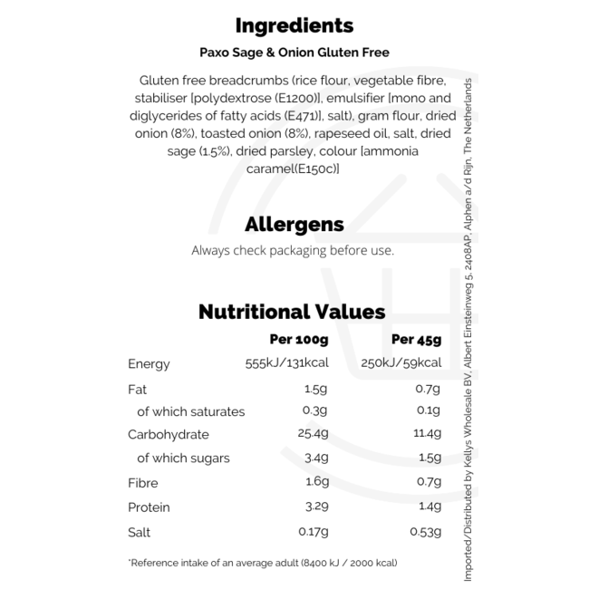 Paxo Gluten Free Sage & Onion Stuffing Mix 150g THT: 30-09-2026