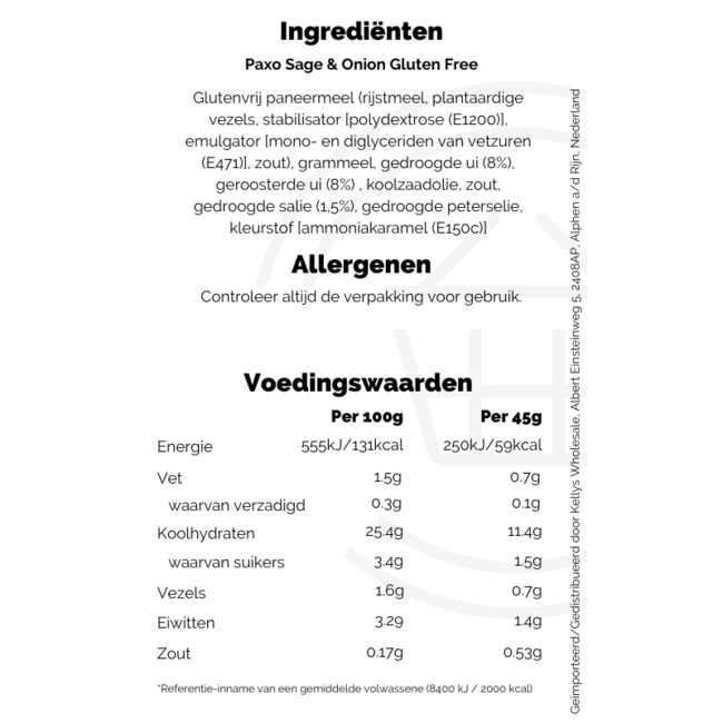 Paxo Gluten Free Sage & Onion Stuffing Mix 150g