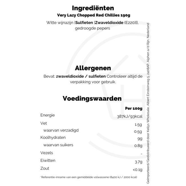 Very Lazy Chopped Red Chillies 190g