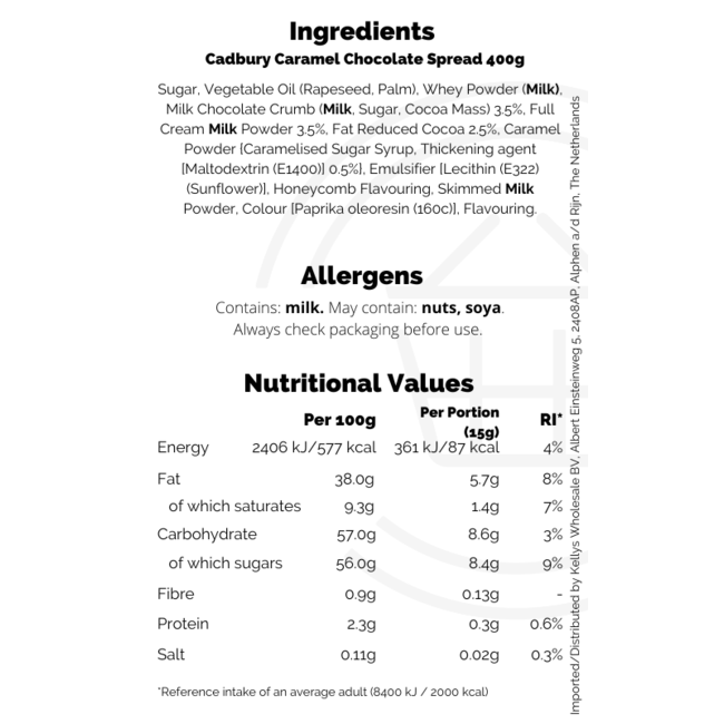 Cadbury Caramel Chocolate Spread 400g