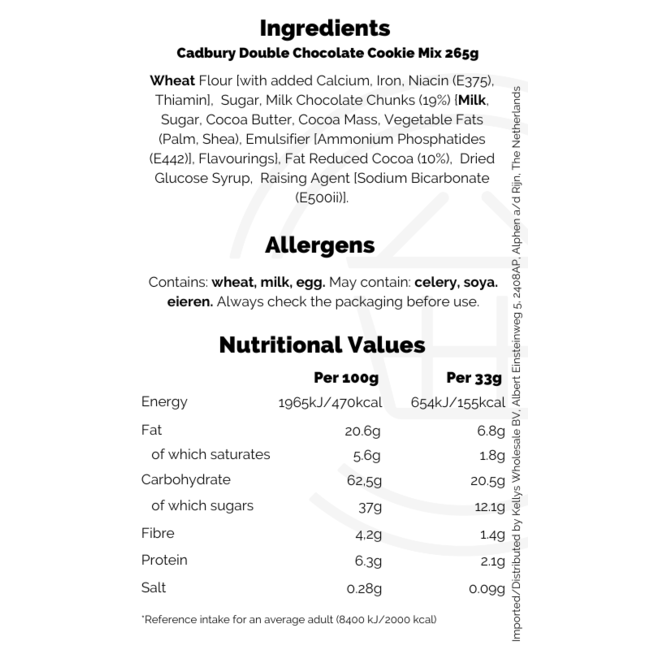Cadbury Double Chocolate Cookie Mix 265g – Kuchenbackmischung