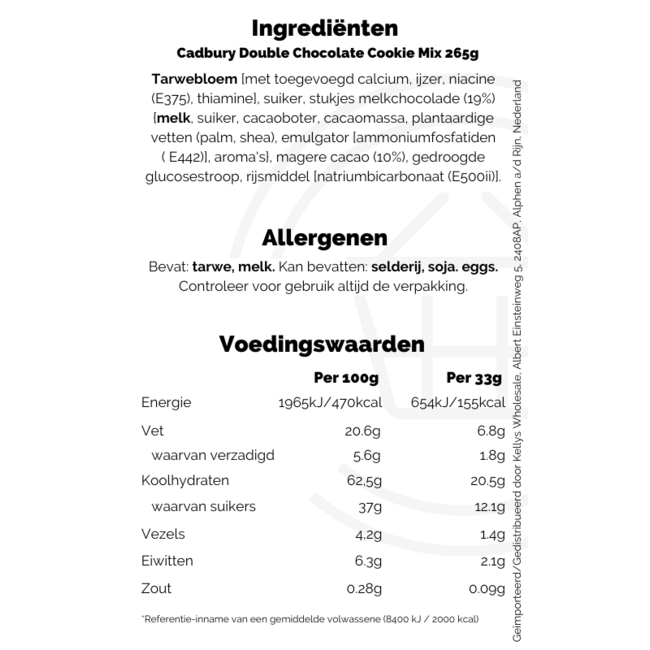 Cadbury Double Chocolate Cookie Mix 265g – Kuchenbackmischung
