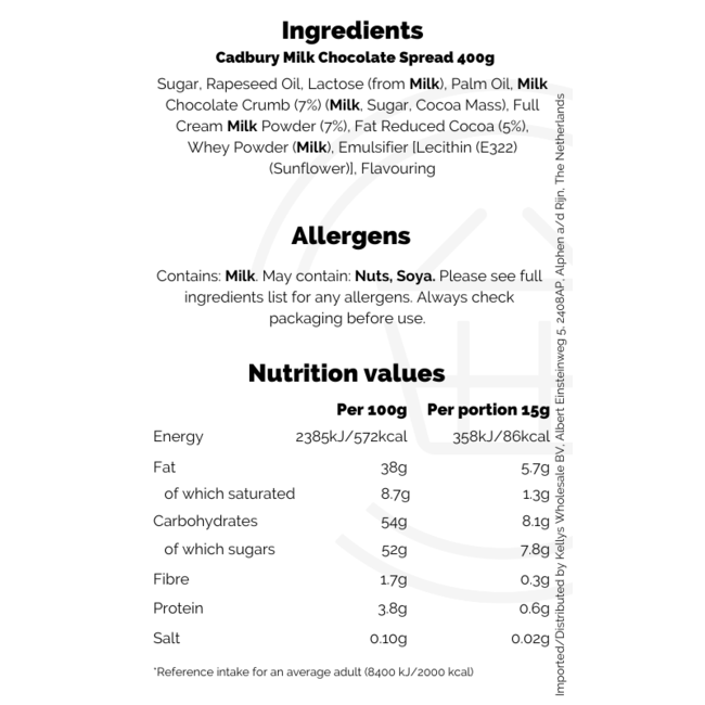 Cadbury Milk Chocolate Spread 400g