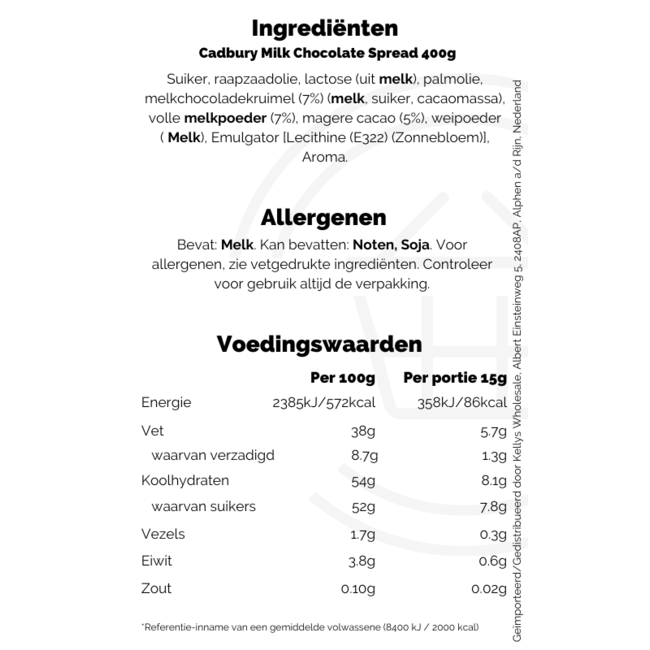 Cadbury Milk Chocolate Spread 400g