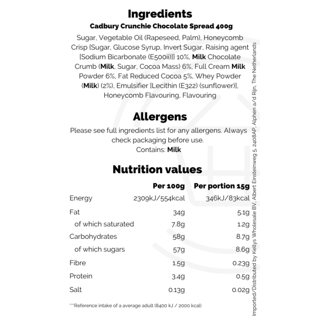 Cadbury Crunchie Chocolate Spread 400g