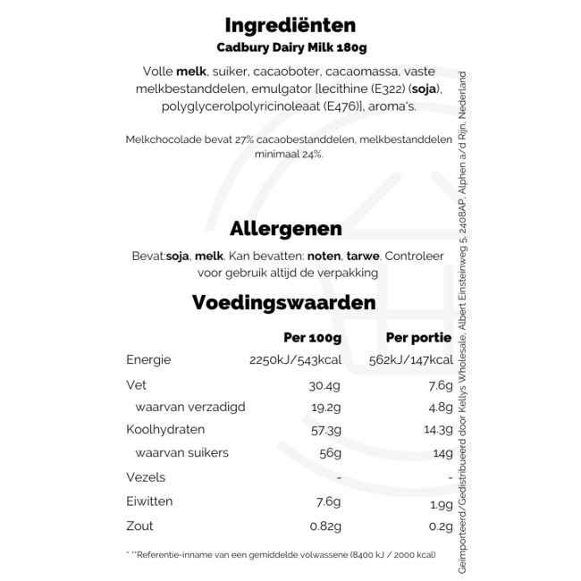 Cadbury Dairy Milk 180g – Schokolade