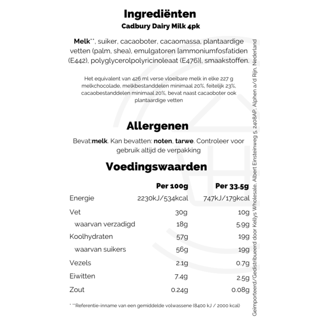 Cadbury Dairy Milk 4pk