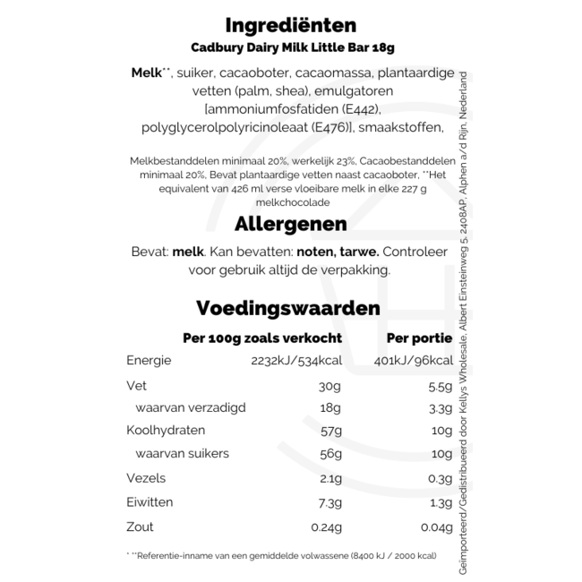 Cadbury Dairy Milk Little Bar 18g