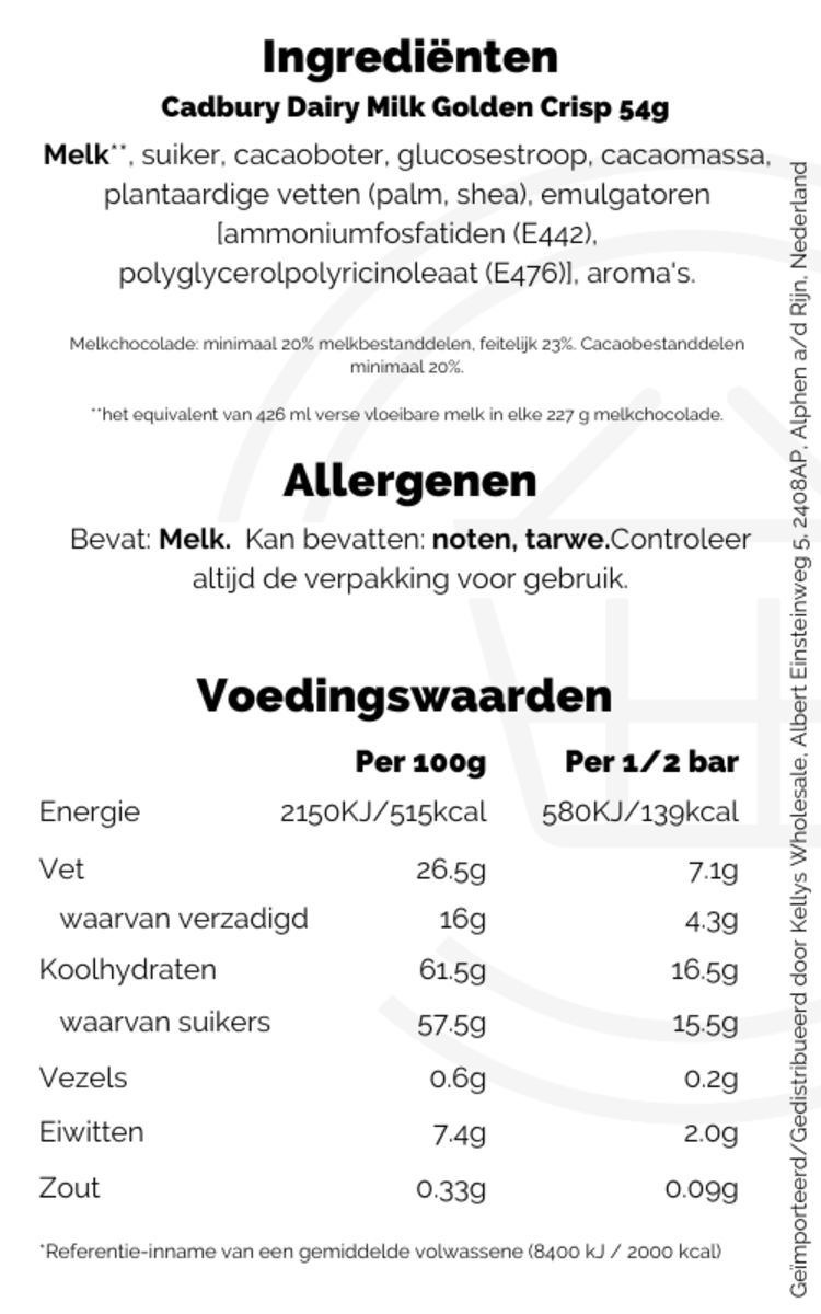 Cadbury Dairy Milk Golden Crisp 54g Kellys Expat Shopping