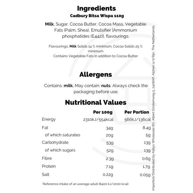 Cadbury Bitsa Wispa 110g