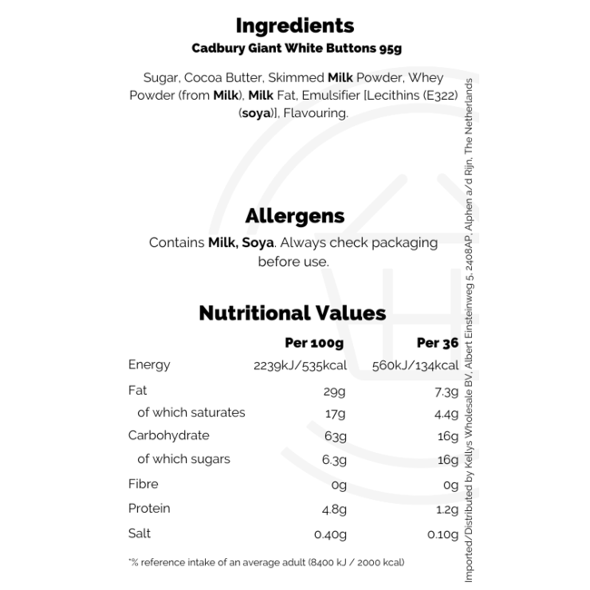 Cadbury Giant White Buttons 100g