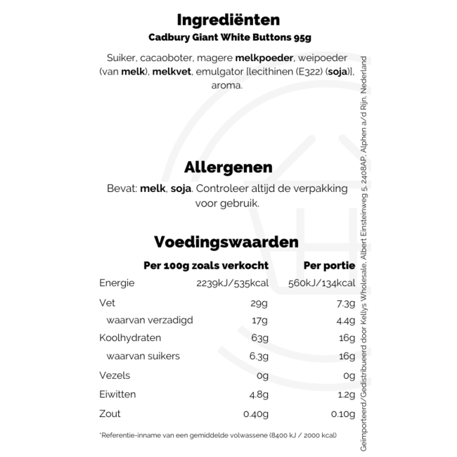 Cadbury Giant White Buttons 100g