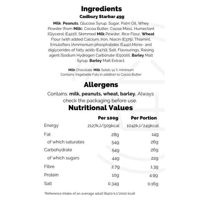 Cadbury Starbar 49g – Schokolade