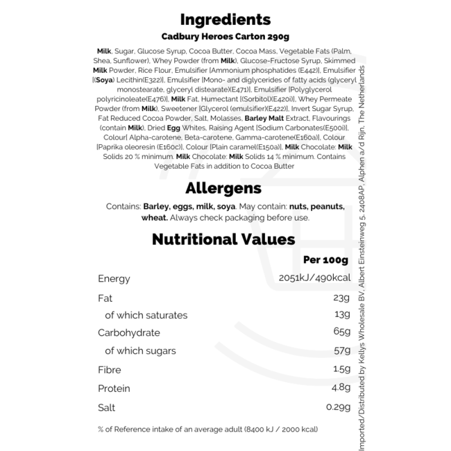 Cadbury Heroes Carton 290g
