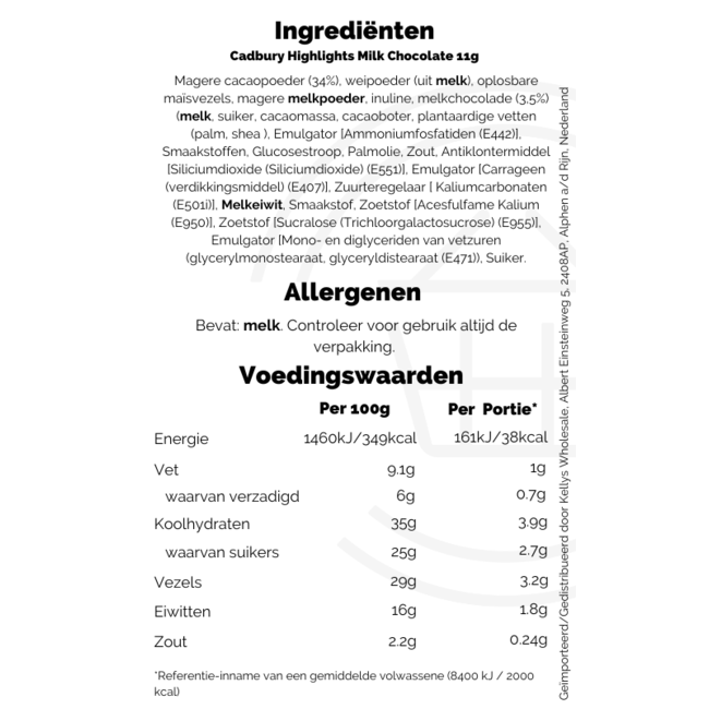 Cadbury Highlights Milk Chocolate 11g
