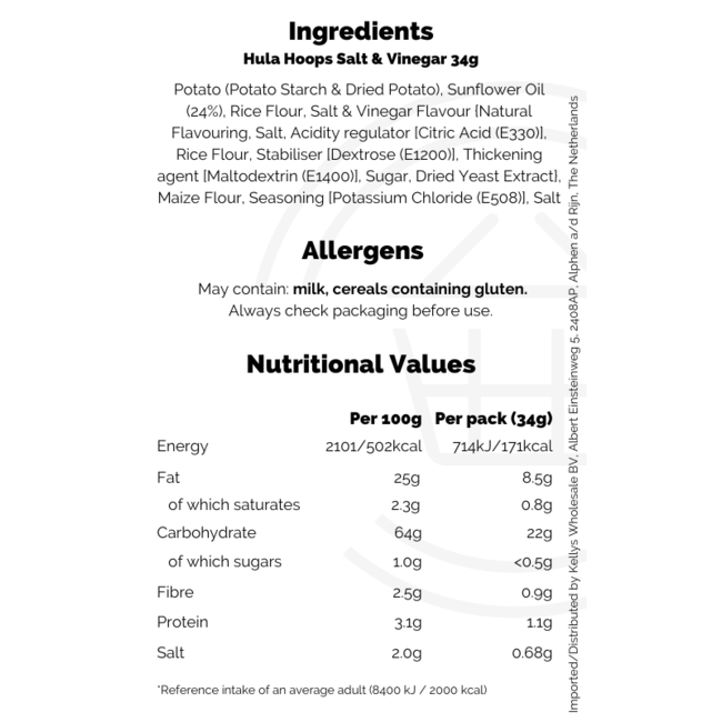 Hula Hoops Salt & Vinegar 34g