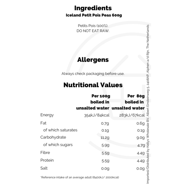Iceland Non-pmp Petit Pois Peas 600g