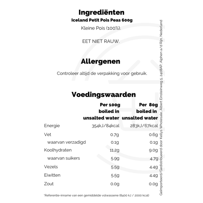 Iceland Non-pmp Petit Pois Peas 600g