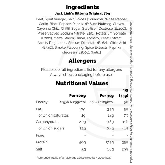 Jack Link's Biltong Original 60g