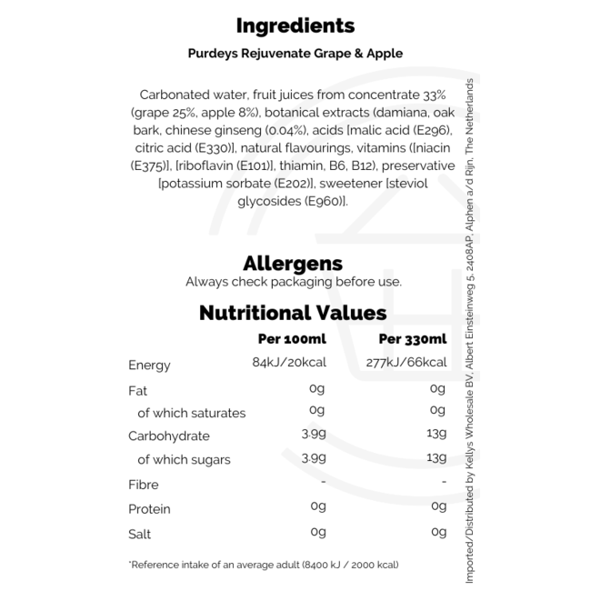 Purdeys Rejuvenate Grape & Apple 330ml