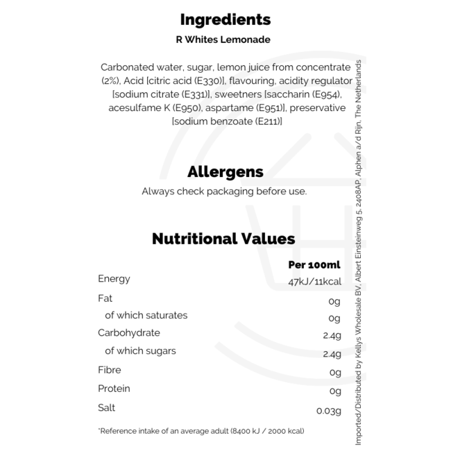 R Whites Lemonade 330ml