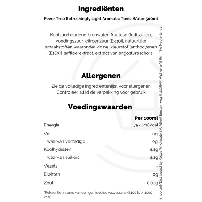 Fever Tree Refreshingly Light Aromatic Tonic Water 500ml