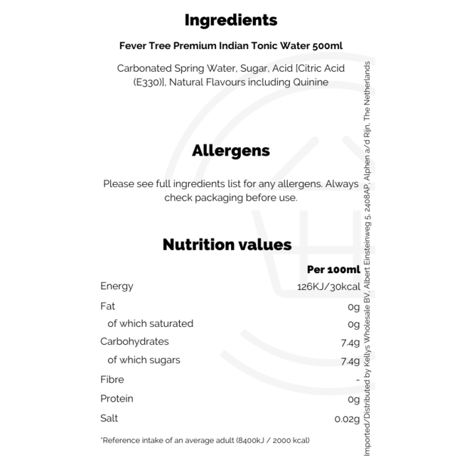 Fever Tree Premium Indian Tonic Water 500ml