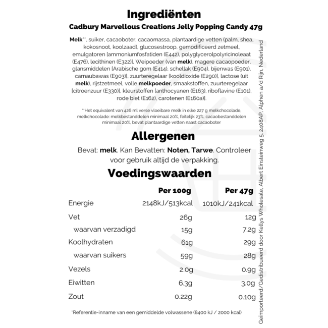 Cadbury Marvellous Creations Jelly Popping Candy 47g