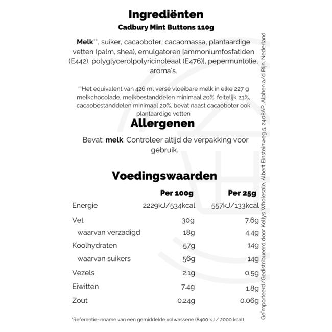 Cadbury Mint Buttons 110g