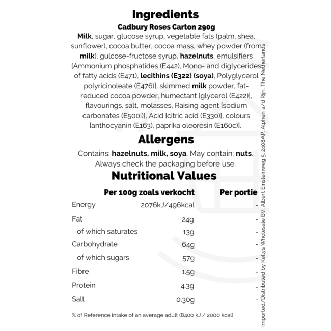 Cadbury Roses Carton 290g