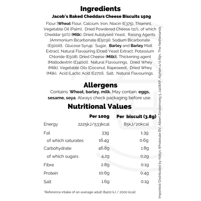 Jacob's Baked Cheddars Cheese Biscuits 150g