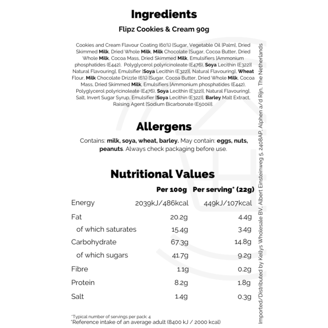 Flipz Cookies & Cream 90g