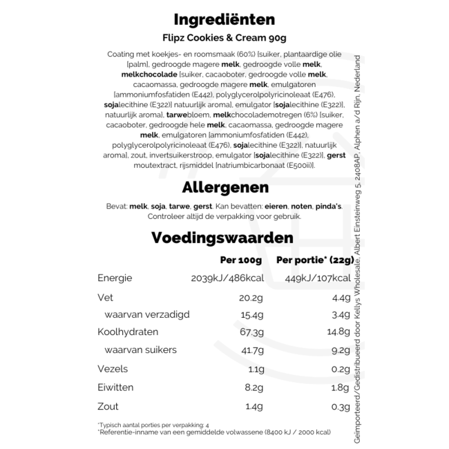 Flipz Cookies & Cream 90g