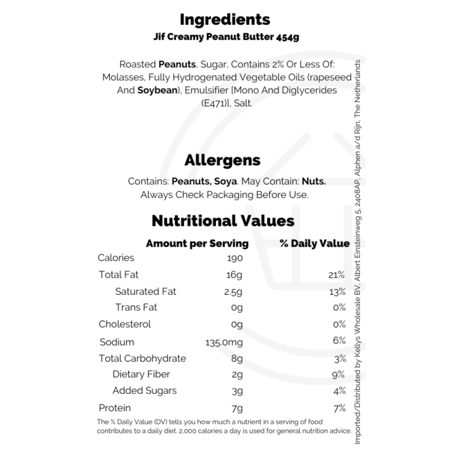 Jif Creamy Peanut Butter 453g