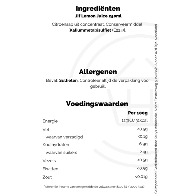 Jif Lemon Juice 250ml