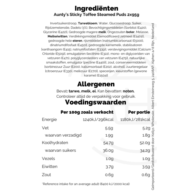 Auntys Steamed Sticky Toffee Puddings 2x100g