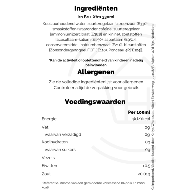 Barr Irn Bru Xtra 330ml