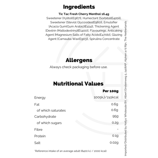 Tic Tac Fresh Cherry Menthol 16.4g